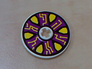 Lego Technic, Disk 3 x 3 with Yellow Points and Circuits on Dark Purple Pattern (Sticker) - Set 8245