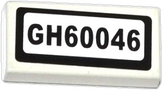 Lego Tile 1 x 2 with 'GH60046' Pattern (Sticker) - Set 60046 / White
