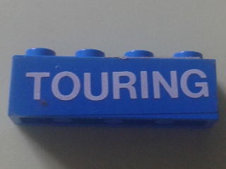 Lego Brick 1 x 4 with White 'TOURING' Pattern (Sticker) - Set 1589-2