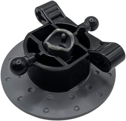 Lego Technic, Steering Axle with 2 Ball Joints and 2 Arms with Axle Holes with Dark Bluish Gray Brake Rotor 3 Pin Holes Round and Center CV Joint Wide Socket (7169 / 7168)