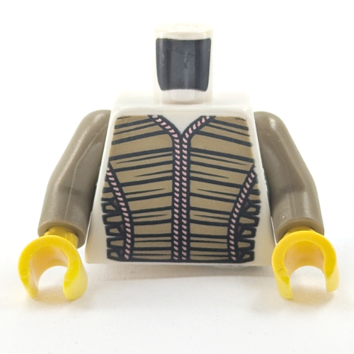 Lego Torso Vest, Dark Tan Layers Print, Dark Tan Arms, Yellow Hands / White