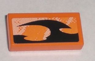 Lego Tile 1 x 2 with Orange and Black Decorative Pattern Model Left Side (Sticker) - Set 8211