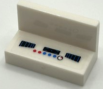 Lego Panel 1 x 2 x 1 with Control Panel with Red and Blue Buttons and Gauge Pattern (Sticker) - Set 10191
