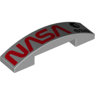 Lego Brick Curved 4 x 1 Double, No Studs with Red 'NASA', Black ESA symbol Print