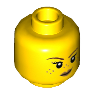 Lego Minifig Head, Freckles, Peach Lips, Smirk / Left Eye Winking