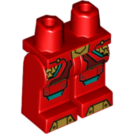 Lego Hips and Red Legs with Dark Red, Gold, and Dark Turquoise Armor, Gold Toes Print / Red