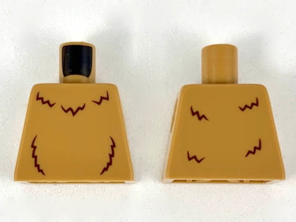 Lego Torso with Reddish Brown Fur Lines Pattern / Medium Nougat