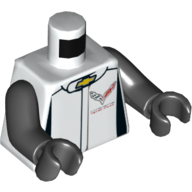 Lego Torso Race Suit Yellow Chevrolet Logo / 'CORVETTE RACING' on Back Print, Black Arms and Hands