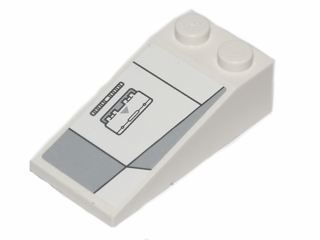 Lego Slope 18 4 x 2 with Black Lines and Light Bluish Gray Hull Plates Pattern 1 Model Right (Sticker) - Set 75003 / White