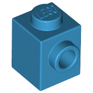Lego Brick Special 1 x 1 with Stud on 1 Side / Dark Azure