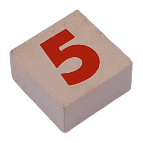 Lego Modulex Tile 2 x 2 with Red '5' Print, without Internal Supports