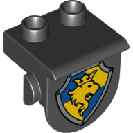 Lego Duplo Plate 1 x 2 with Overhang, with Lion and Crown on Yellow and Blue Shield Print