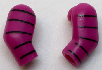 Lego Arm, (Matching Left and Right) Pair with 5 Black Stripes Pattern / Magenta