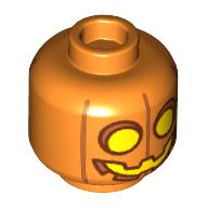 Lego Minifig Head Pumpkin, Yellow Eyes/Mouth Print
