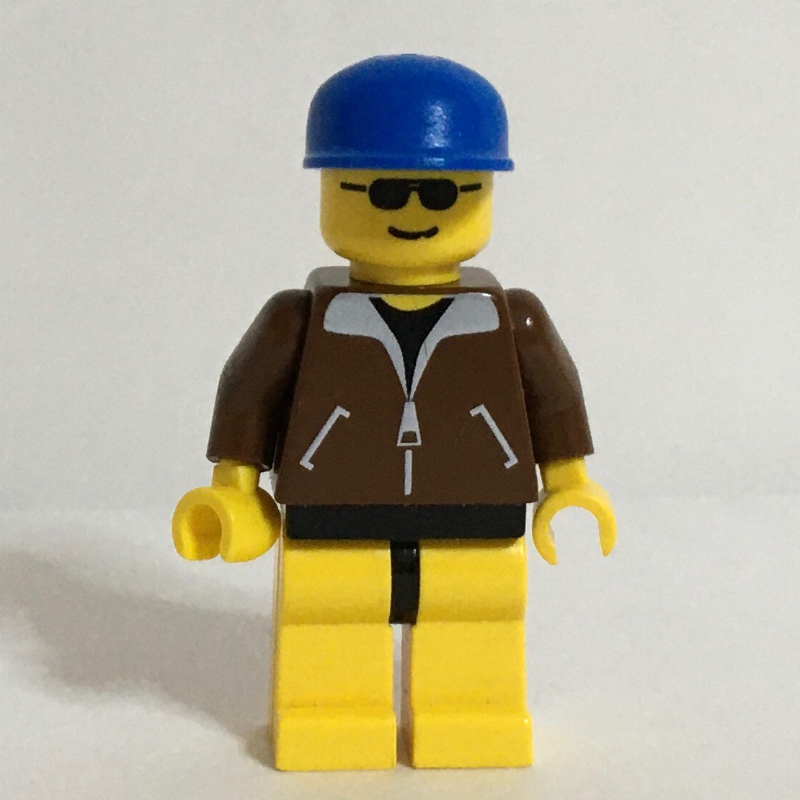 Lego Man - Brown Jacket, Yellow Legs, Blue Cap