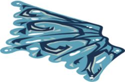 Lego Wing, Left, Dark Blue Vanes Print / White