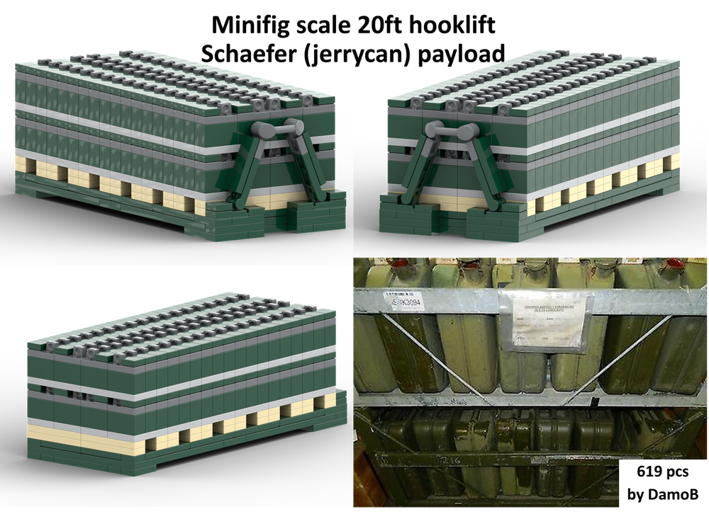Lego PLS v1 20ft hooklift flat rack with Schaefer payload
