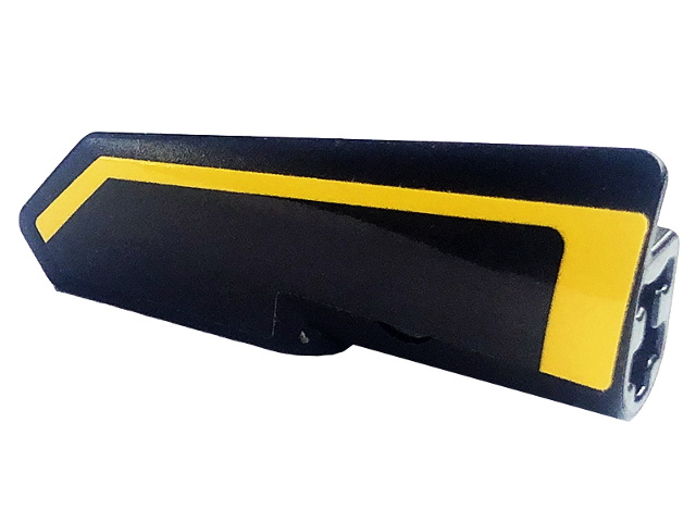Lego Technic, Panel Fairing #21 Very Small Smooth, Side B with Bent Yellow Stripe Pattern (Sticker) - Set 42094