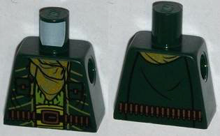 Lego Torso Vest with Checkered Bandana and Ammunition Belt Pattern / Dark Green