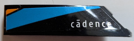 Lego Wedge 4 x 1 Left with Dark Azure and Orange Stripes and White 'cadence'  Pattern (Sticker) - Set 76919