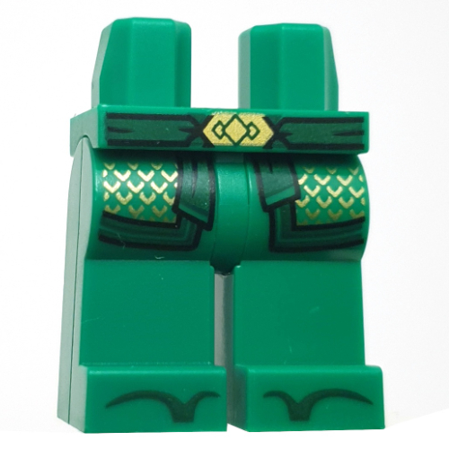 Lego Hips and Green Legs with Robe Ends, Gold Decorations, Dark Green Trim, Sash print