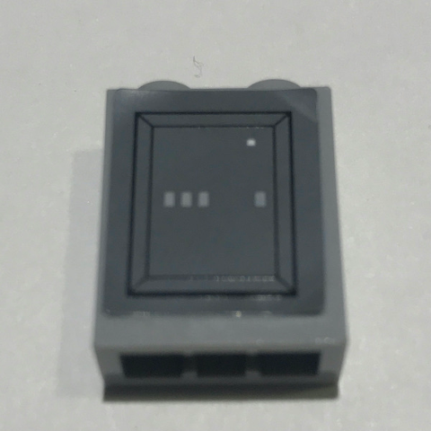 Lego Brick 1 x 2 x 2 with Inside Stud Holder with SW Control Panel and Gray Stripes Pattern (Sticker) - Set 10221 / Light Bluish Gray