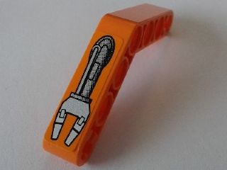 Lego Technic, Liftarm, Modified Bent Thick 1 x 7 (4 - 4) with Robot Arm 2 Fingers Pattern Model Left Side (Sticker) - Set 8307