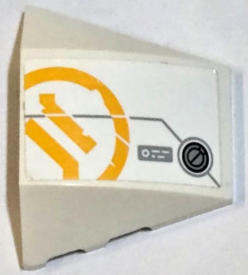 Lego Wedge 4 x 3 Triple Curved No Studs with Silver Armor Plate, Bright Light Orange Ninjago Logogram Letter Z in Circle Pattern Model Right Side (Sticker) - Set 71754