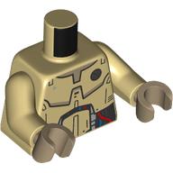 Lego Torso, Droid Paneling, Red/Blue/Silver Wires Print, Tan Arms, Dark Tan Hands / Tan