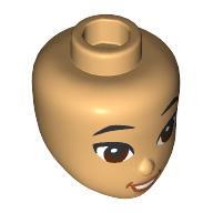 Lego Minidoll Head, Think Black Eyebrows, Brown Eyes, Open Mouth Smile