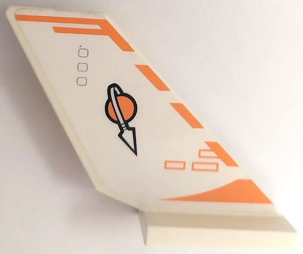Lego Tail Shuttle with Orange and White Classic Space Logo and Stripes Pattern Model Right Side (Sticker) - Set 7649