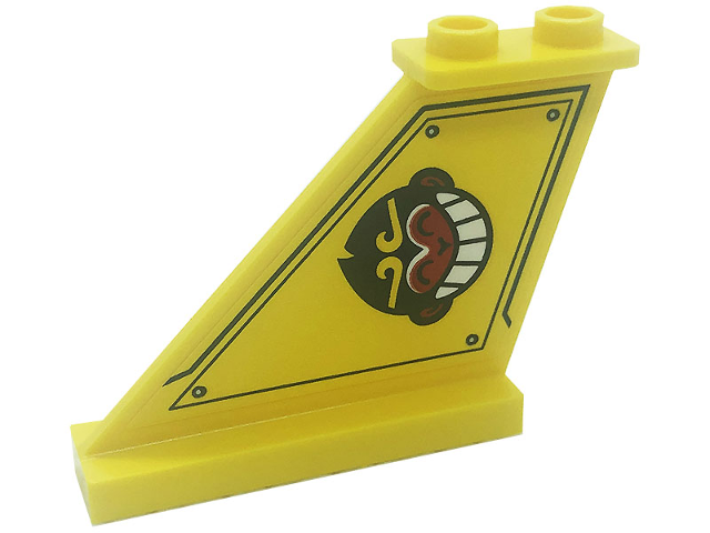 Lego Tail 4 x 1 x 3 with Monkey Head and Silver Dots Pattern Model Right Side (Sticker) - Set 80008 / Yellow