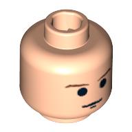 Lego Minifig Head Luke Skywalker / Obi-Wan Kenobi, Brown Eyebrows and Chin Dimple Print [Blocked Open Stud] / Light Nougat