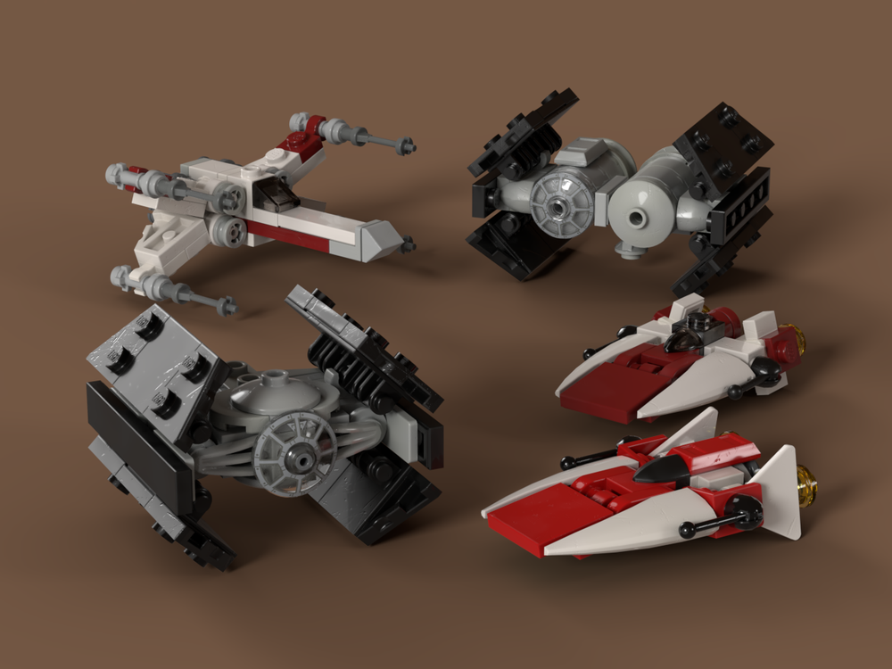 Lego Star Wars micro scale fighters A-Wing, X-Wing, Tie Advanced, Tie Bomber