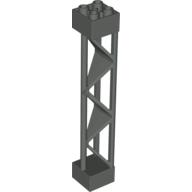 Lego Support 2 x 2 x 10 Girder Triangular Vertical - Type 1 - Solid Top, 3 Posts / Dark Gray