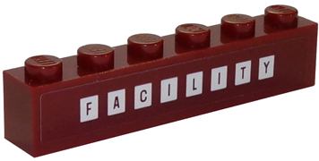 Lego Brick 1 x 6 with 'FACILITY' on White Squares Pattern (Sticker) - Set 70910