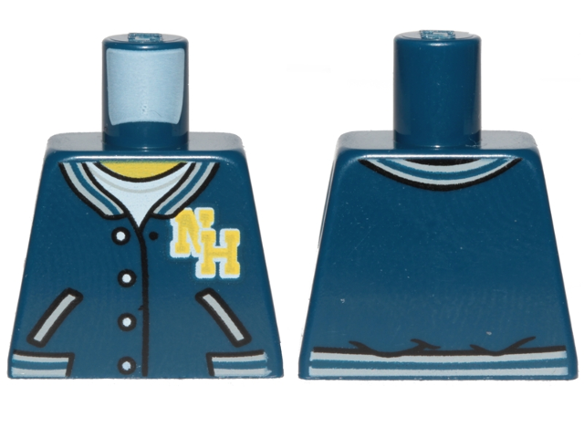 Lego Torso Jacket, White Undershirt, Yellow 'N and 'H' Letters Pattern / Dark Blue
