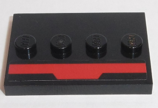 Lego Tile, Modified 3 x 4 with 4 Studs in Center with Red Stripe Pattern (Sticker) - Set 75190