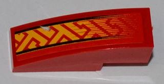 Lego Slope, Curved 3 x 1 with Fade Geometric Pattern Model Left Side (Sticker) - Set 8227 / Red