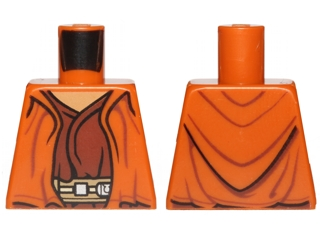 Lego Torso SW Jedi Robe, Dark Tan Belt and Reddish Brown Undershirt Pattern (Ithorian Jedi) / Dark Orange