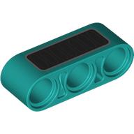 Lego Technic Beam 1 x 3 Thick with Black Rectangle, Silver Border Print / Dark Turquoise