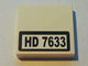 Lego Tile 2 x 2 with Black 'HD 7633' on White Background Pattern (Sticker) - Set 7633 / White