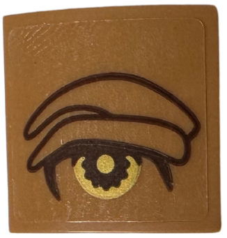 Lego Slope, Curved 2 x 2 x 2/3 with Gold Eye and Reddish Brown Eyebrow Outline Pattern Model Left Side (Sticker) - Set 75684