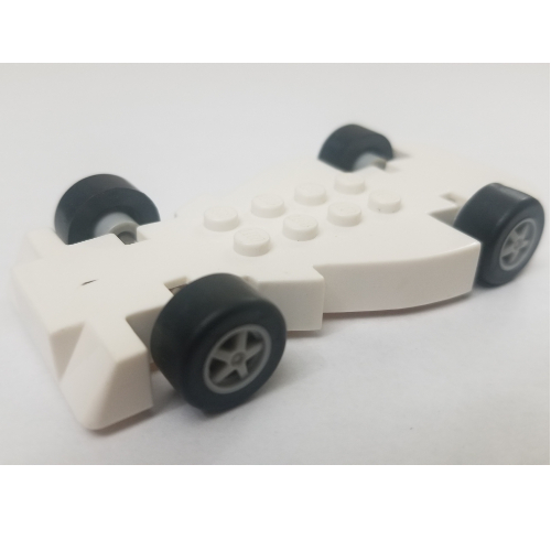 Lego Vehicle Base 6 x 10 with Light Bluish Gray Wheels and Black Tires (Fast Food Racer) / White
