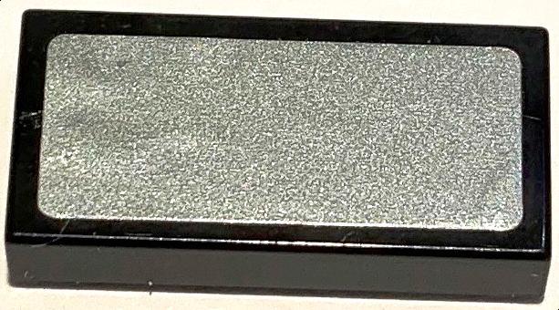 Lego Tile 1 x 2 with Silver Mirror Pattern (Sticker) - Sets 10304 / 42141 / Black