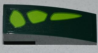 Lego Slope, Curved 3 x 1 with 3 Lime Scales Pattern Model Left Side (Sticker) - Set 9450