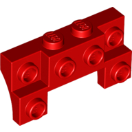 Lego Brick Special 2 x 4 - 1 x 4 with 2 Recessed Studs and Thin Side Arches / Red
