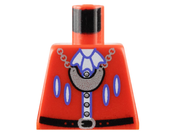 Lego Torso Pirate Imperial Armada Black Belt, Silver Buttons, Necklace Pattern / Red