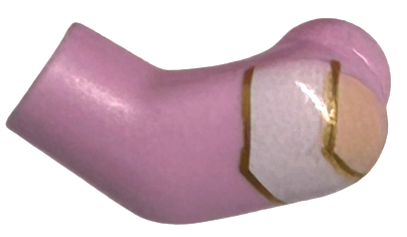 Lego Arm, Left with Light Nougat Shoulder and White Strap with Gold Outline Pattern / Bright Pink