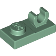 Lego Plate Special 1 x 2 [Open O Top Clip] / Sand Green